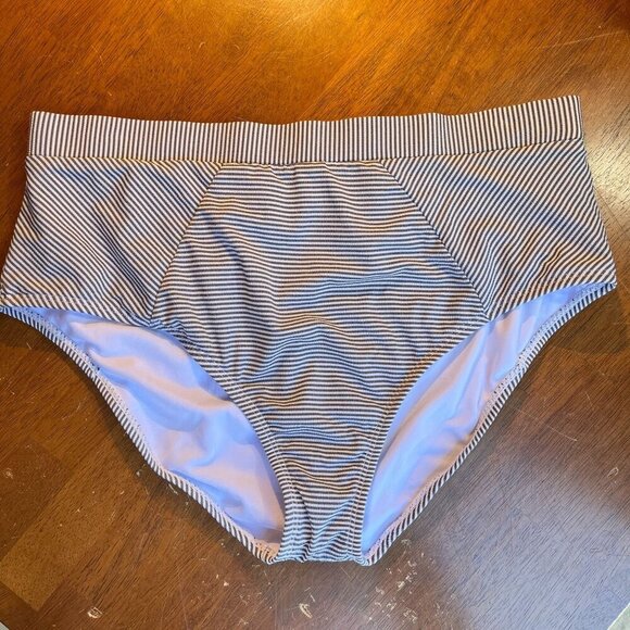 SO High Waist Seersucker Bikini Swim Bottom Womens XXL Plus Size Preppy Beach - Picture 1 of 8
